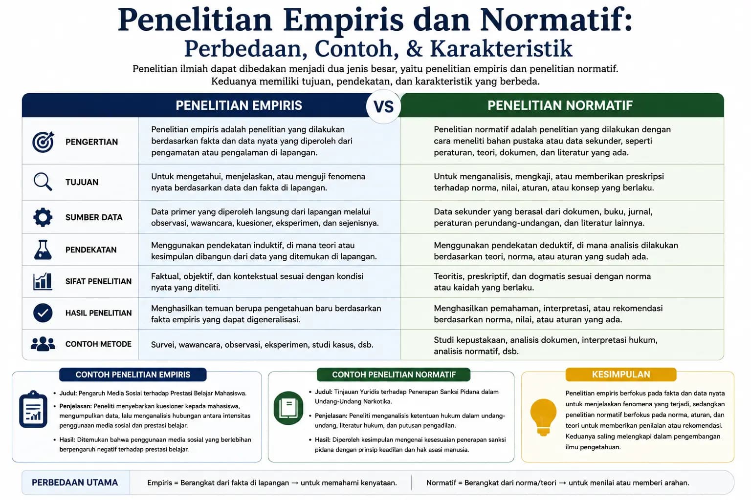 Penelitian Empiris dan Normatif: Perbedaan, Contoh, & Karakteristik